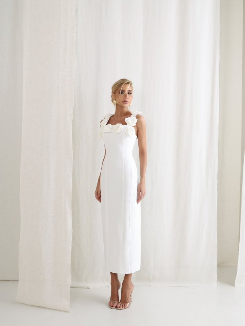 Vestido Midi Rosy Off White