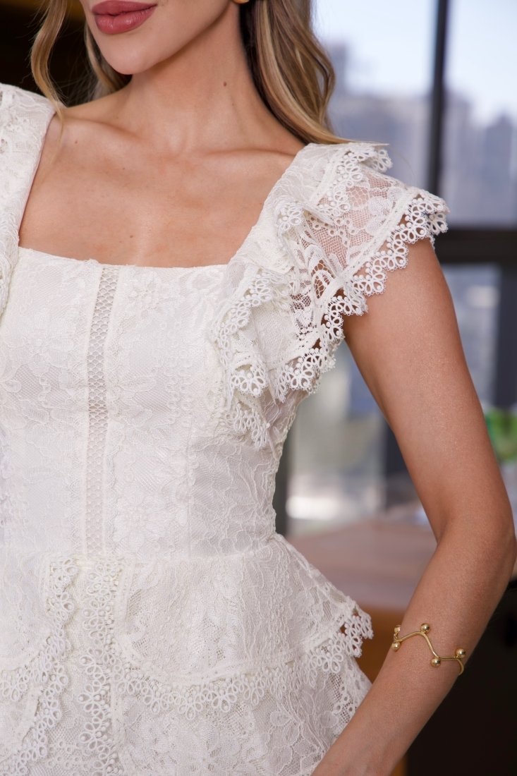 Vestido Midi Renda Angela Off White - Imagem 3