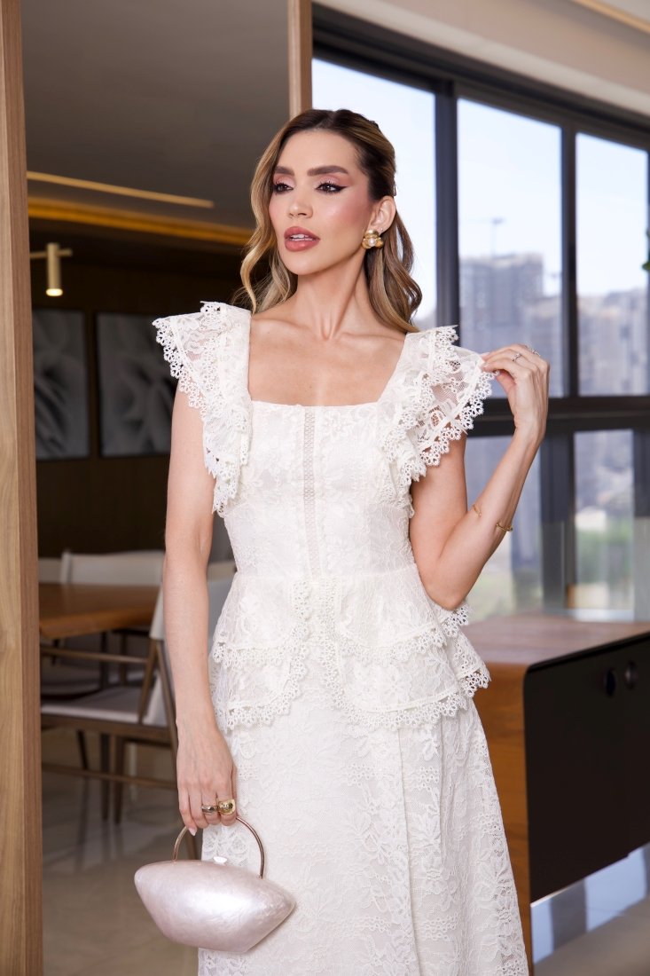 Vestido Midi Renda Angela Off White - Imagem 5