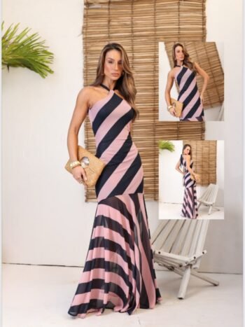 Vestido Longo Listrado