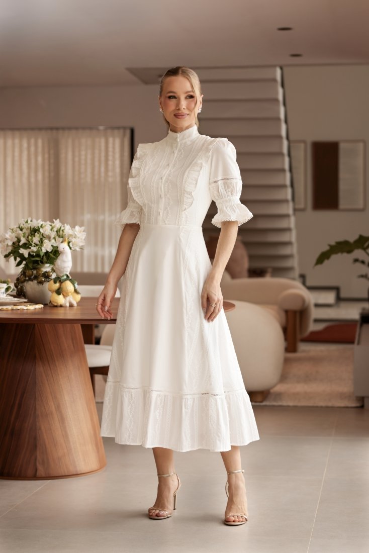 Vestido Midi Celine Off White