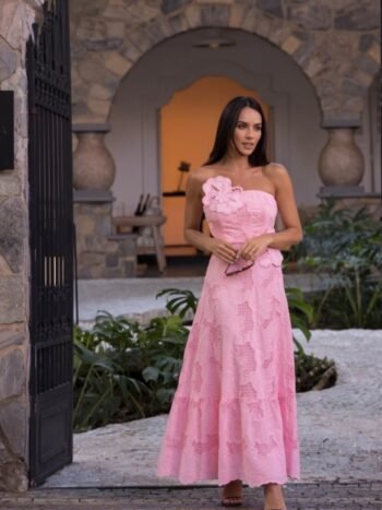 Vestido Bordado Cordonê Kylie Rosa