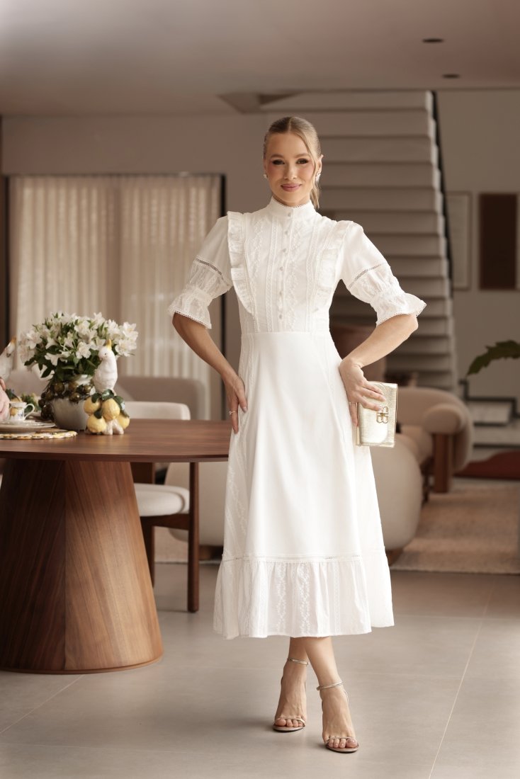 Vestido Midi Celine Off White - Imagem 8