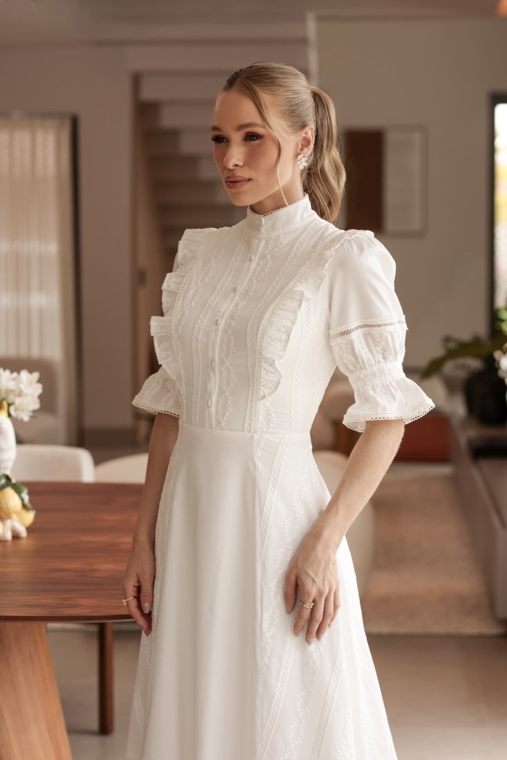 Vestido Midi Celine Off White - Imagem 7