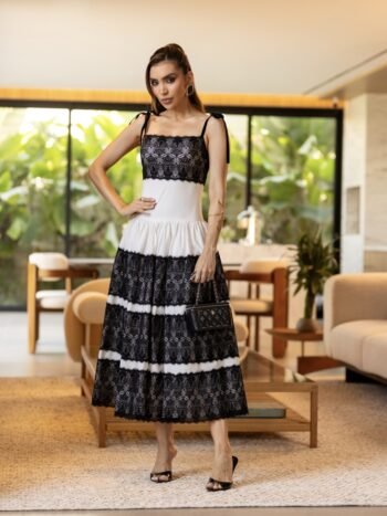 Vestido Midi Tricoline Claire