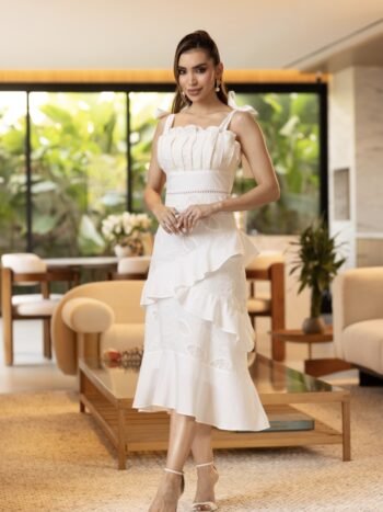 Vestido Midi Ariela Off White